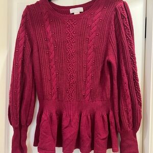 Rachel Parcell dark pink holiday cable knit sweater. Size large.